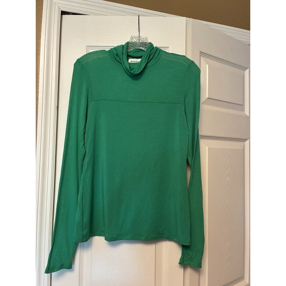Marcella Women’s Medium Tencel Turtleneck Shirt Green Minimalistic